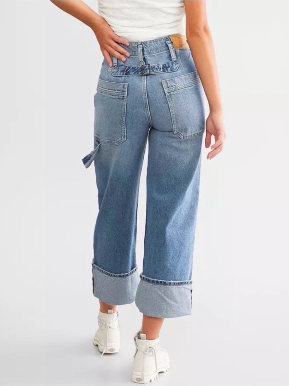 NWT FREE PEOPLE We The Free Major League Mid Rise Cuffed Crop Jeans Size 30 - Picture 4 of 12